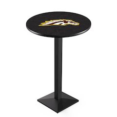 L217 Western Michigan University 42' Tall - 36' Top Pub Table w/ Black Wrinkle Finish