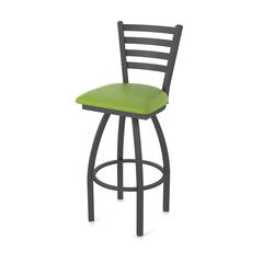 410 Jackie 36" Swivel Bar Stool with Pewter Finish and Canter Kiwi Green Seat