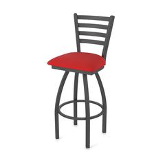 410 Jackie 36" Swivel Bar Stool with Pewter Finish and Canter Red Seat