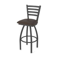 410 Jackie 36" Swivel Bar Stool with Pewter Finish and Rein Coffee Seat
