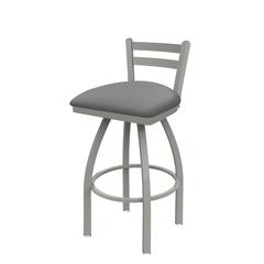 411 Jackie 30" Low Back Swivel Bar Stool with Anodized Nickel Finish and Canter Folkstone Grey Seat