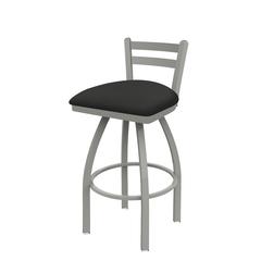 411 Jackie 30" Low Back Swivel Bar Stool with Anodized Nickel Finish and Canter Iron Seat