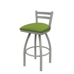 411 Jackie 30" Low Back Swivel Bar Stool with Anodized Nickel Finish and Canter Kiwi Green Seat