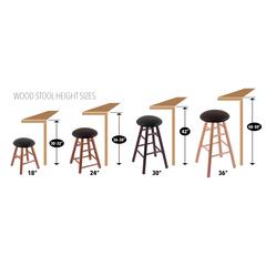 Oak Round Cushion 24" Swivel Counter Stool with Turned Legs, Natural Finish, and Canter Red Seat