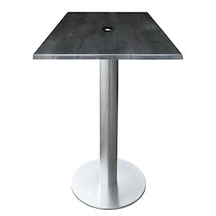 All-Season Table with 30" x 30" Square White Marble Top with Umbrella Hole