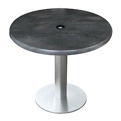 All-Season Table with 30" Diameter Black Steel Top with Umbrella Hole