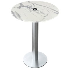 All-Season Table with 32" Diameter White Marble Top with Umbrella Hole
