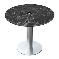 All-Season Table with 32" Diameter Black Marble Top with Umbrella Hole