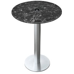 All-Season Table with 36" Diameter Black Marble Top with Umbrella Hole