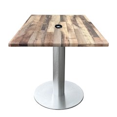 All-Season Table with 30" x 30" Square Rustic Top with Umbrella Hole