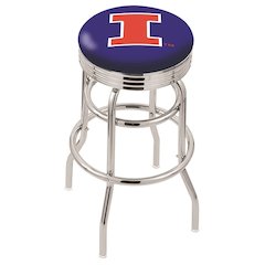 30" L7C3C - Chrome Double Ring Illinois Swivel Bar Stool with 2.5" Ribbed Accent Ring by Holland Bar Stool Company