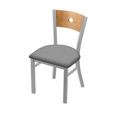 630 Voltaire 18" Chair with Anodized Nickel Finish, Medium Back, and Canter Folkstone Grey Seat