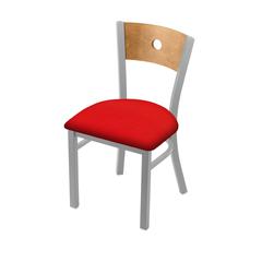 630 Voltaire 18" Chair with Anodized Nickel Finish, Medium Back, and Canter Red Seat