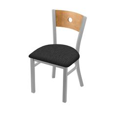 630 Voltaire 18" Chair with Anodized Nickel Finish, Medium Back, and Graph Coal Seat