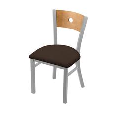 630 Voltaire 18" Chair with Anodized Nickel Finish, Medium Back, and Rein Coffee Seat