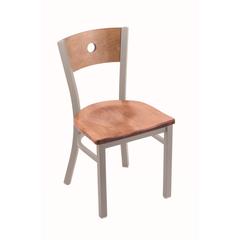 630 Voltaire 18" Chair with Anodized Nickel Finish, Medium Back, and Medium Maple Seat