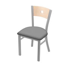 630 Voltaire 18" Chair with Anodized Nickel Finish, Natural Back, and Canter Folkstone Grey Seat