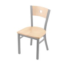 630 Voltaire 18" Chair with Anodized Nickel Finish, Natural Back, and Natural Maple Seat