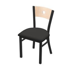 630 Voltaire 18" Chair with Black Wrinkle Finish, Natural Back, and Canter Iron Seat