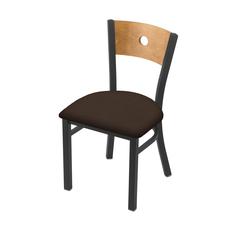 630 Voltaire 18" Chair with Pewter Finish, Medium Back, and Rein Coffee Seat
