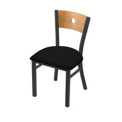 630 Voltaire 18" Chair with Pewter Finish, Medium Back, and Black Vinyl Seat