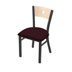 630 Voltaire 18" Chair with Pewter Finish, Natural Back, and Canter Bordeaux Seat
