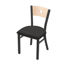 630 Voltaire 18" Chair with Pewter Finish, Natural Back, and Canter Iron Seat