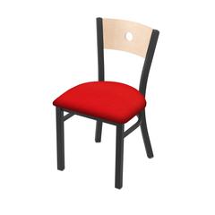 630 Voltaire 18" Chair with Pewter Finish, Natural Back, and Canter Red Seat