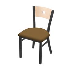 630 Voltaire 18" Chair with Pewter Finish, Natural Back, and Canter Saddle Seat