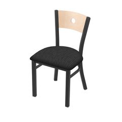 630 Voltaire 18" Chair with Pewter Finish, Natural Back, and Graph Coal Seat