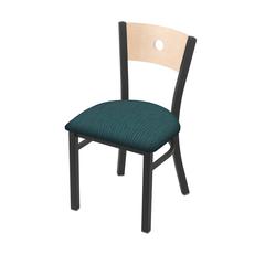 630 Voltaire 18" Chair with Pewter Finish, Natural Back, and Graph Tidal Seat