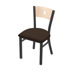 630 Voltaire 18" Chair with Pewter Finish, Natural Back, and Rein Coffee Seat