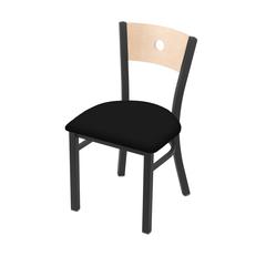 630 Voltaire 18" Chair with Pewter Finish, Natural Back, and Black Vinyl Seat