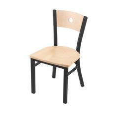 630 Voltaire 18" Chair with Pewter Finish, Natural Back, and Natural Maple Seat