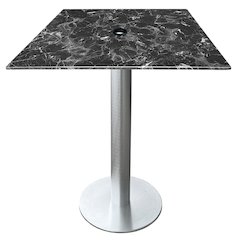 All-Season Table with 32" x 32" Square Black Marble Top with Umbrella Hole