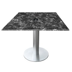 All-Season Table with 32" x 32" Square Black Marble Top with Umbrella Hole
