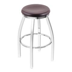 802 Misha 30" Swivel Bar Stool with Chrome Finish and Dark Cherry Oak Seat