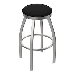 802 Misha Stainless Steel 36" Swivel Bar Stool with Black Vinyl Seat
