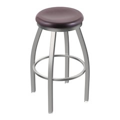 802 Misha Stainless Steel 25" Swivel Counter Stool with Dark Cherry Oak Seat