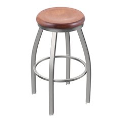 802 Misha Stainless Steel 25" Swivel Counter Stool with Medium Maple Seat