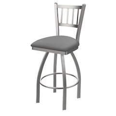 810 Contessa Stainless Steel 36" Swivel Bar Stool, Canter Folkstone Grey Seat