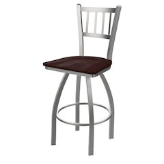 810 Contessa Stainless Steel 25" Swivel Counter Stool with Dark Cherry Maple Seat