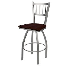 810 Contessa Stainless Steel 36" Swivel Bar Stool with Dark Cherry Oak Seat