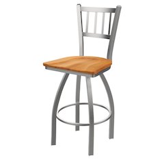 810 Contessa Stainless Steel 25" Swivel Counter Stool with Medium Maple Seat