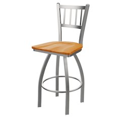810 Contessa Stainless Steel 25" Swivel Counter Stool with Medium Oak Seat