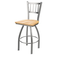 810 Contessa Stainless Steel 36" Swivel Bar Stool with Natural Maple Seat