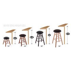 Oak Round Cushion 36" Swivel Extra Tall Bar Stool with Smooth Legs, Dark Cherry Finish, and Rein Bay Seat