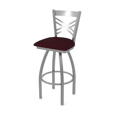 820 Catalina Stainless Steel 36" Swivel Bar Stool with Canter Bordeaux Seat