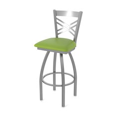 820 Catalina Stainless Steel 36" Swivel Bar Stool with Canter Kiwi Green Seat