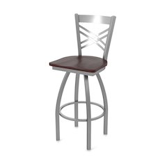 820 Catalina Stainless Steel 25" Swivel Counter Stool with Dark Cherry Maple Seat